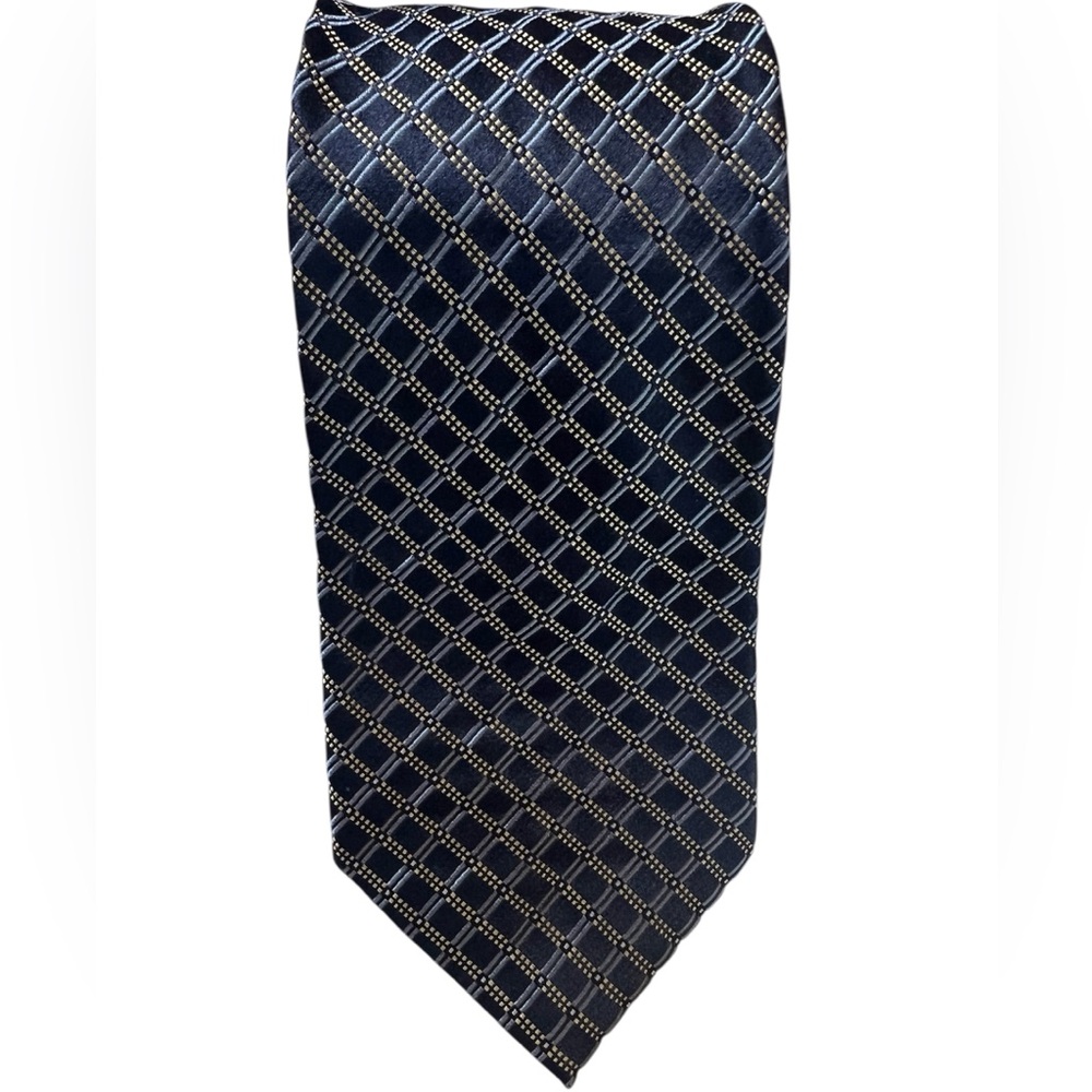 Neiman Marcus Tie‎ Blue Geometric 100% Silk